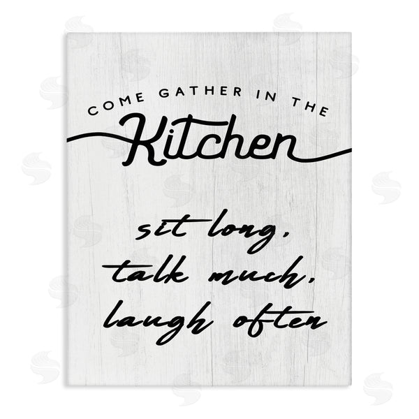 stupell industries Stupell Studio | Kitchen Gathering Sign Minimal Sit Talk Laugh Phrase Wall Art