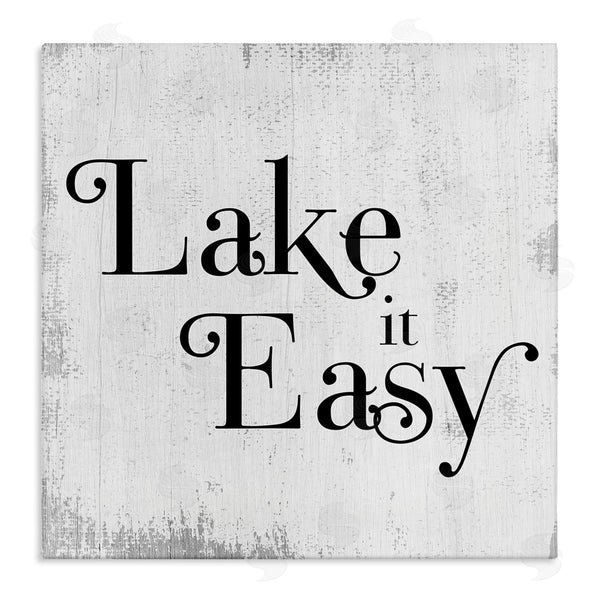 stupell industries Stupell Studio | Lake It Easy Tranquil Coastal Phrase Distressed Grey Wall Art