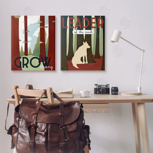 Stupell Industries Stupell Studio | Leader Of Pack Growth Motivational Phrase Forest Wolf Wall Art