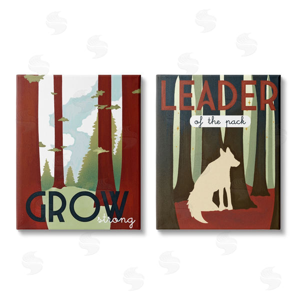 stupell industries Stupell Studio | Leader of Pack Growth Motivational Phrase Forest Wolf Wall Art