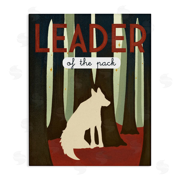 stupell industries Stupell Studio | Leader Of The Pack Wolf Woodland Trees Rustic Kids Wall Art
