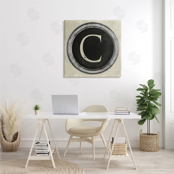 Stupell Industries Stupell Studio | Letter C Initial Typewriter Shape Vintage Key Wall Art