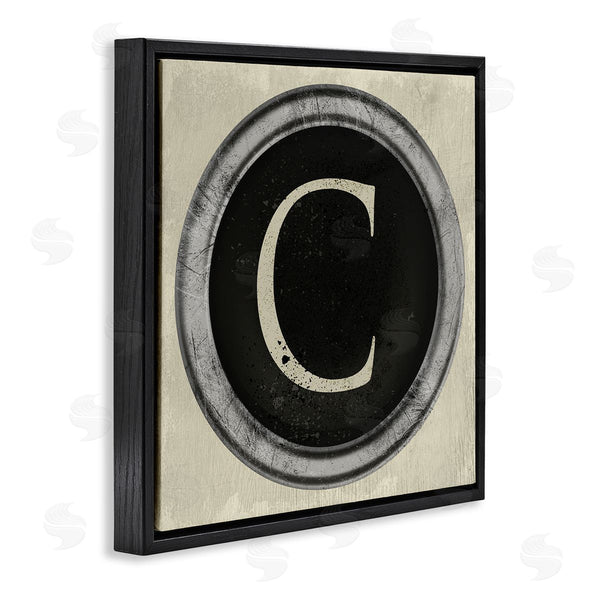 Stupell Industries Stupell Studio | Letter C Initial Typewriter Shape Vintage Key Wall Art