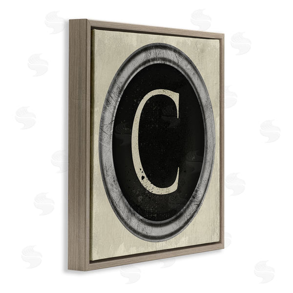 Stupell Industries Stupell Studio | Letter C Initial Typewriter Shape Vintage Key Wall Art