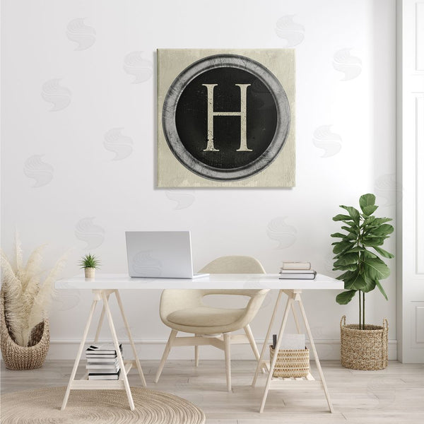 Stupell Industries Stupell Studio | Letter H Initial Typewriter Key Vintage Shape Wall Art