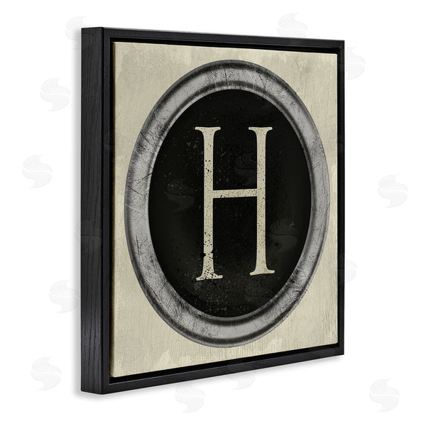 Stupell Industries Stupell Studio | Letter H Initial Typewriter Key Vintage Shape Wall Art