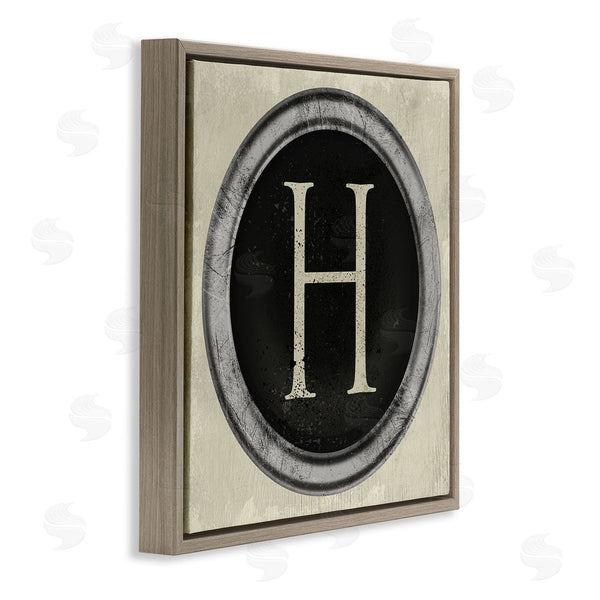 Stupell Industries Stupell Studio | Letter H Initial Typewriter Key Vintage Shape Wall Art