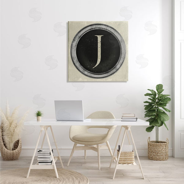Stupell Industries Stupell Studio | Letter J Initial Vintage Shape Typewriter Key Wall Art