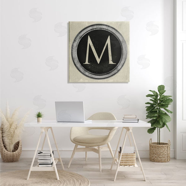 Stupell Industries Stupell Studio | Letter M Initial Vintage Shape Typewriter Key Wall Art