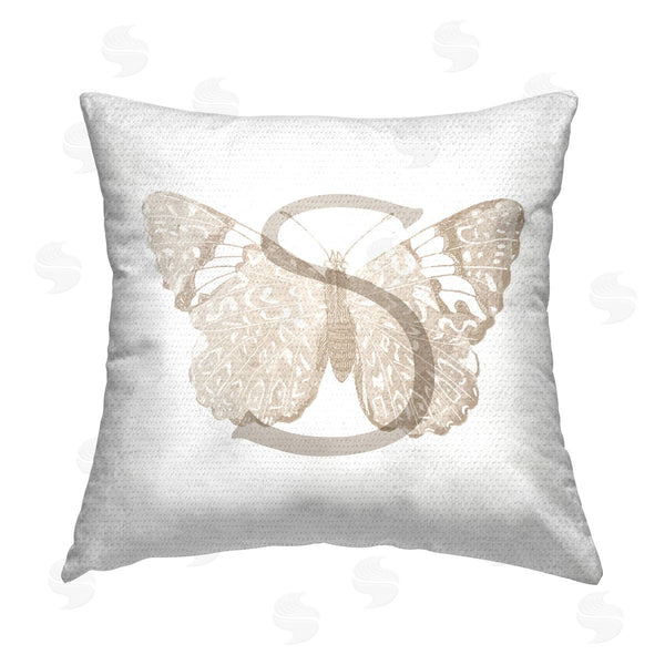 Stupell Industries Stupell Studio | Letter S Butterfly Initial Printed Throw Pillow