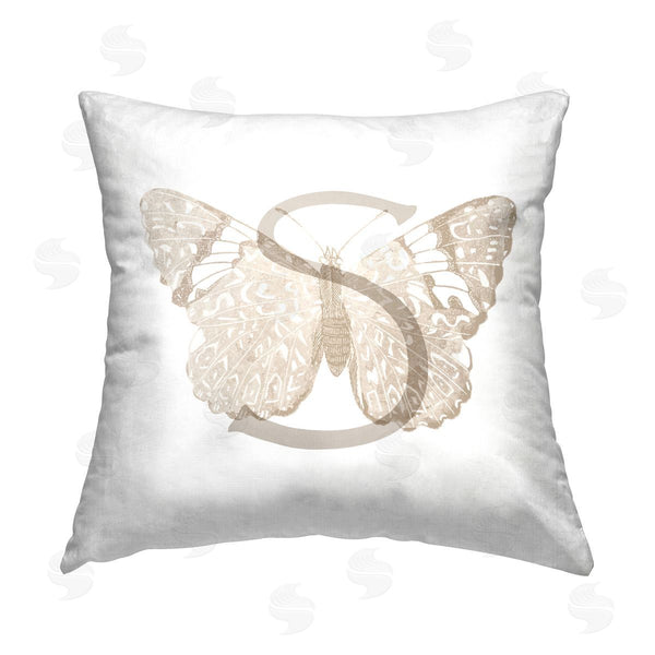 stupell industries Stupell Studio | Letter S Butterfly Initial Printed Throw Pillow