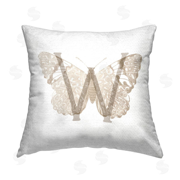 Stupell Industries Stupell Studio | Letter W Butterfly Initial Printed Throw Pillow