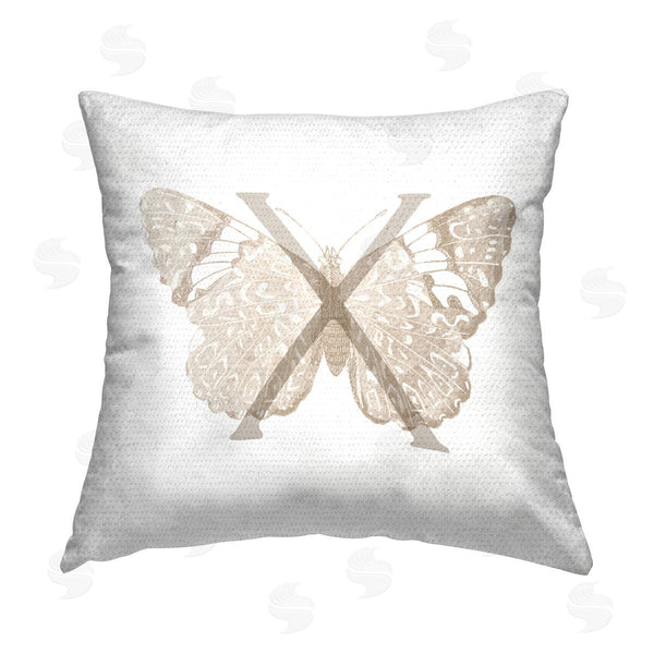 Stupell Industries Stupell Studio | Letter X Butterfly Initial Printed Throw Pillow
