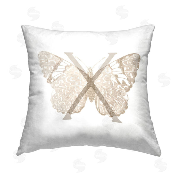 stupell industries Stupell Studio | Letter X Butterfly Initial Printed Throw Pillow