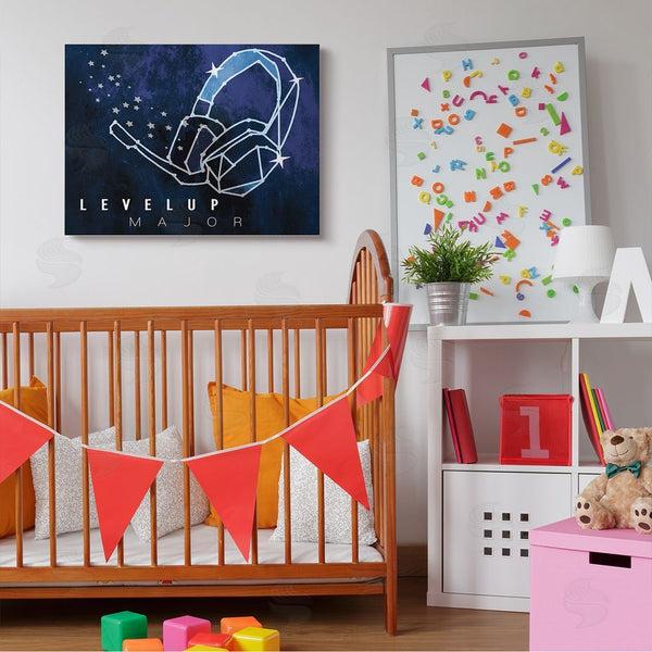 Stupell Industries Stupell Studio | Level Up Major Gaming Quote Space Stars Headset Wall Art