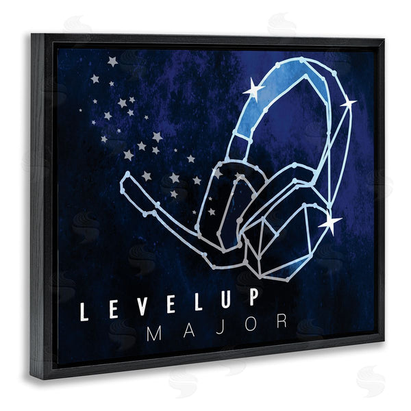 Stupell Industries Stupell Studio | Level Up Major Gaming Quote Space Stars Headset Wall Art