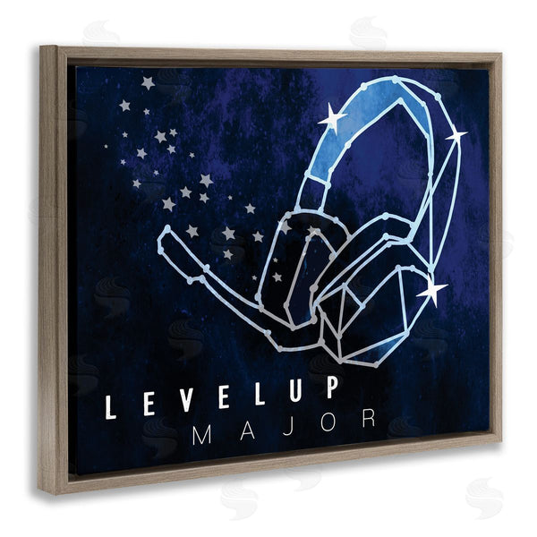 Stupell Industries Stupell Studio | Level Up Major Gaming Quote Space Stars Headset Wall Art