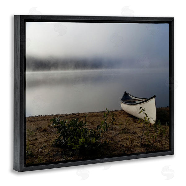 Stupell Industries Stupell Studio | Lone Canoe Tranquil Foggy Lake Beach Weather Wall Art