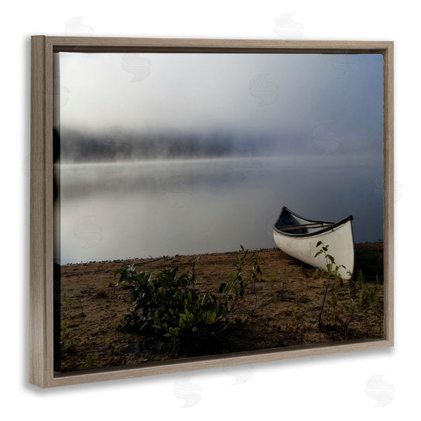 Stupell Industries Stupell Studio | Lone Canoe Tranquil Foggy Lake Beach Weather Wall Art