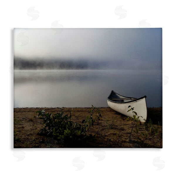 stupell industries Stupell Studio | Lone Canoe Tranquil Foggy Lake Beach Weather Wall Art