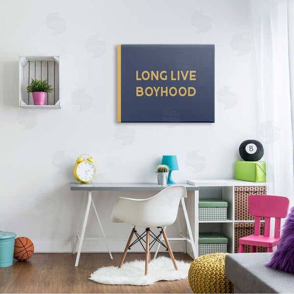 Stupell Industries Stupell Studio | Long Live Boyhood Children's Phrase Bold Yellow Blue Wall Art