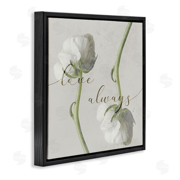 Stupell Industries Stupell Studio | Love Always Phrase Asymmetrical Floral White Roses