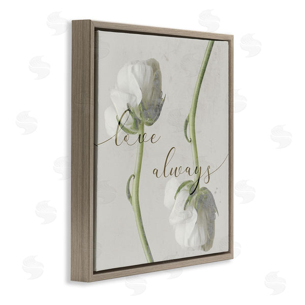 Stupell Industries Stupell Studio | Love Always Phrase Asymmetrical Floral White Roses
