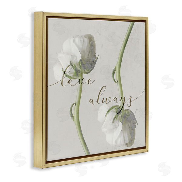 Stupell Industries Stupell Studio | Love Always Phrase Asymmetrical Floral White Roses