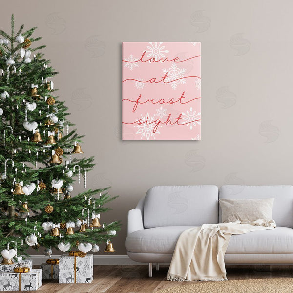 Stupell Industries Stupell Studio | Love At Frost Sight Romantic Pink Snowflakes Quote Wall Art