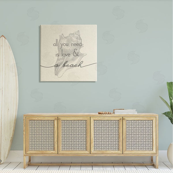 Stupell Industries Stupell Studio | Love & Beach Typography Phrase Seashell Motif Wall Art