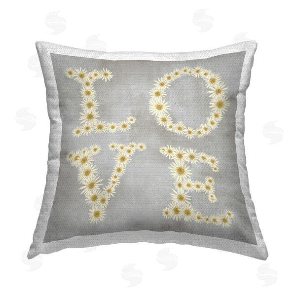 Stupell Industries Stupell Studio | Love Daisy Typography Printed Throw Pillow