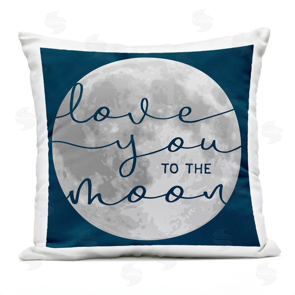 Stupell Industries Stupell Studio | Love You To Moon Blue Calligraphy Night Sky Printed Throw Pillow