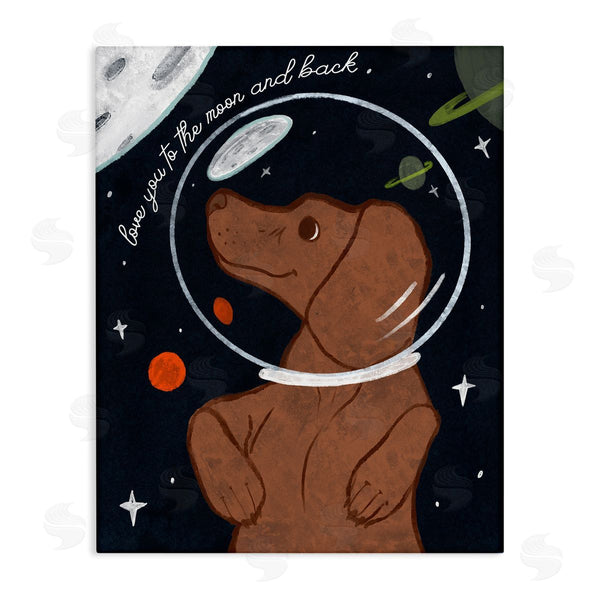 stupell industries Stupell Studio | Love You To Moon Sentiment Kid's Dog Astronaut Wall Art