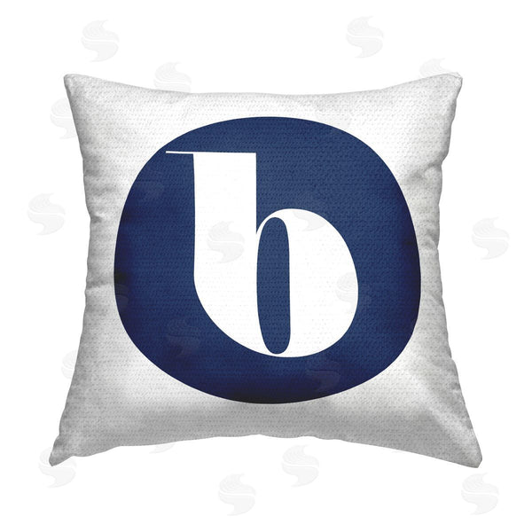Stupell Industries Stupell Studio | Lowercase Blue B Initial Printed Throw Pillow