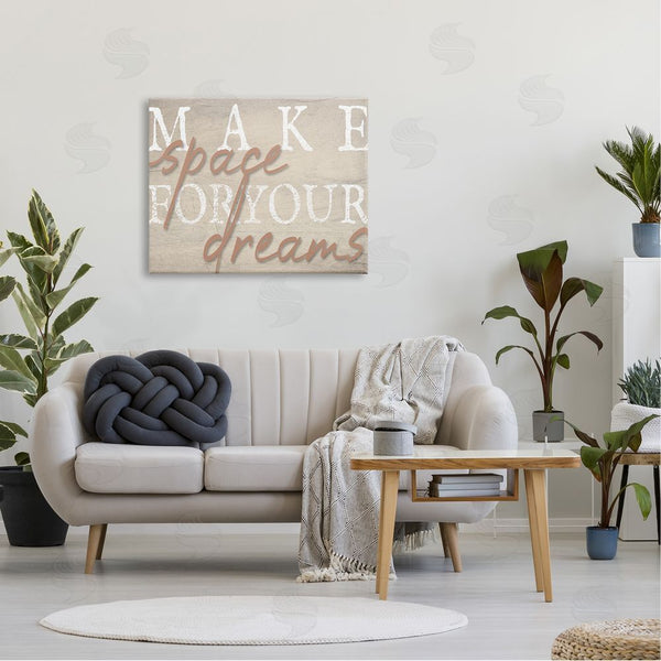 Stupell Industries Stupell Studio | Make Space For Dreams Weathered Grainy Pattern Quote Wall Art