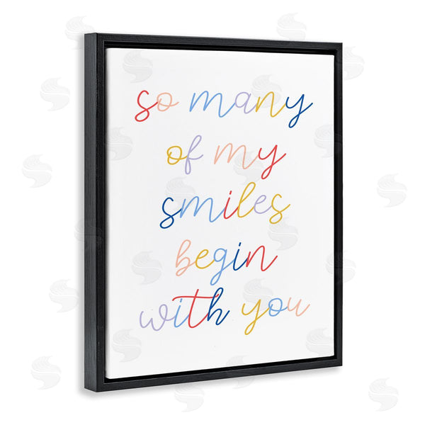 Stupell Industries Stupell Studio | Many Smiles Begin With You Phrase Motivational Family Wall Art