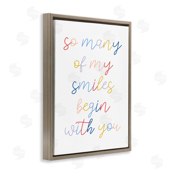 Stupell Industries Stupell Studio | Many Smiles Begin With You Phrase Motivational Family Wall Art