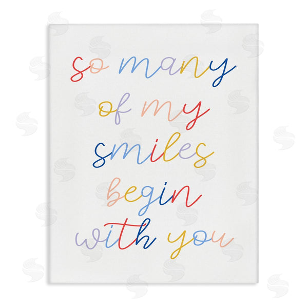stupell industries Stupell Studio | Many Smiles Begin With You Phrase Motivational Family Wall Art