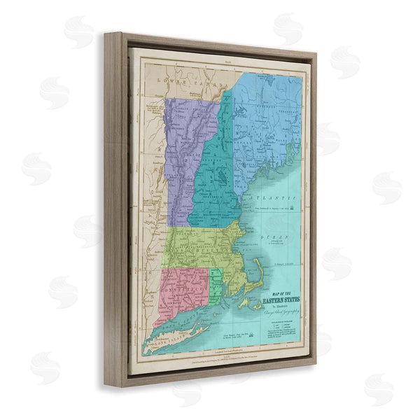 Stupell Industries Stupell Studio | Map Of Eastern States New England Border Lines