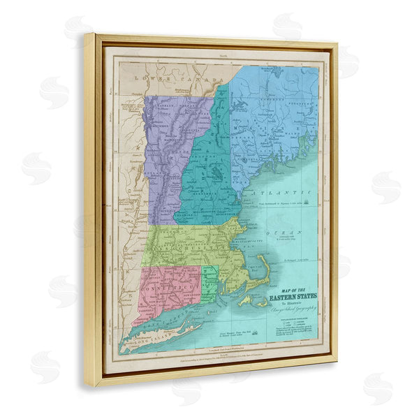 Stupell Industries Stupell Studio | Map Of Eastern States New England Border Lines