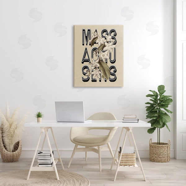 Stupell Industries Stupell Studio | Massachusetts State Mayflower Blossoms Intertwining Typography Wall Art