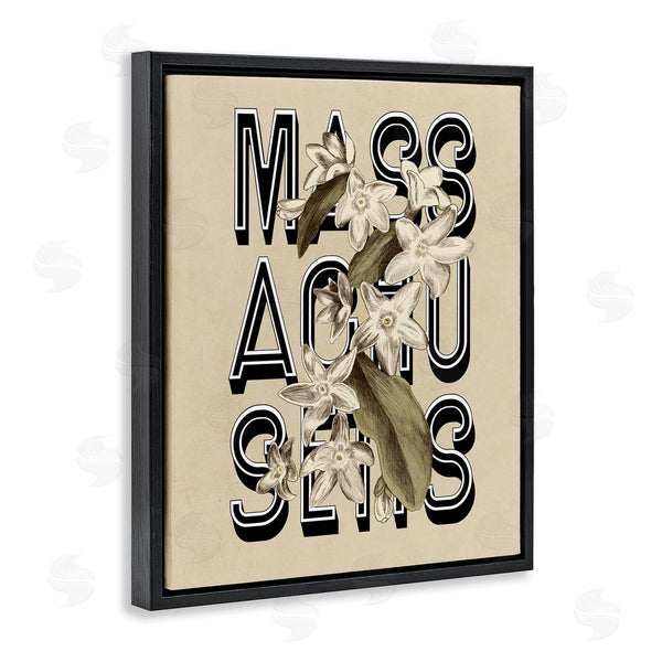 Stupell Industries Stupell Studio | Massachusetts State Mayflower Blossoms Intertwining Typography Wall Art