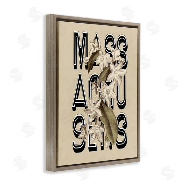 Stupell Industries Stupell Studio | Massachusetts State Mayflower Blossoms Intertwining Typography Wall Art