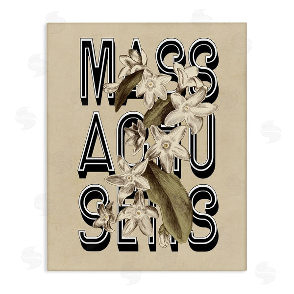 stupell industries Stupell Studio | Massachusetts State Mayflower Blossoms Intertwining Typography Wall Art