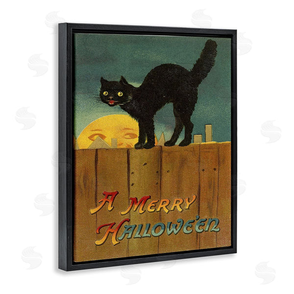 Stupell Industries Stupell Studio | Merry Halloween Black Cat Fence Wall Art