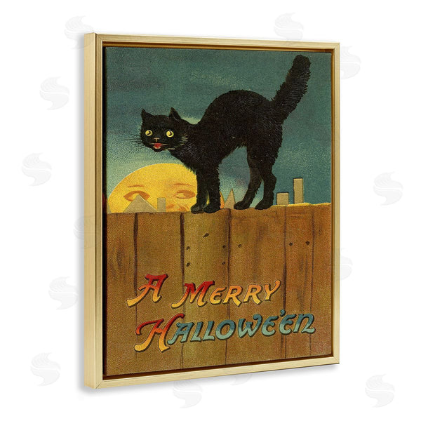 Stupell Industries Stupell Studio | Merry Halloween Black Cat Fence Wall Art