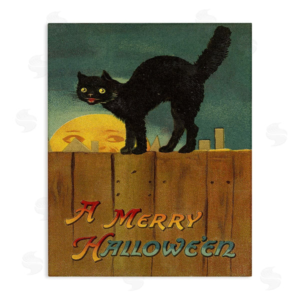 stupell industries Stupell Studio | Merry Halloween Black Cat Fence Wall Art