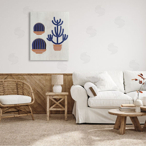 Stupell Industries Stupell Studio | Modern Cactus Trio Abstract Blue Cacti Potted Wall Art