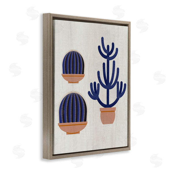 Stupell Industries Stupell Studio | Modern Cactus Trio Abstract Blue Cacti Potted Wall Art