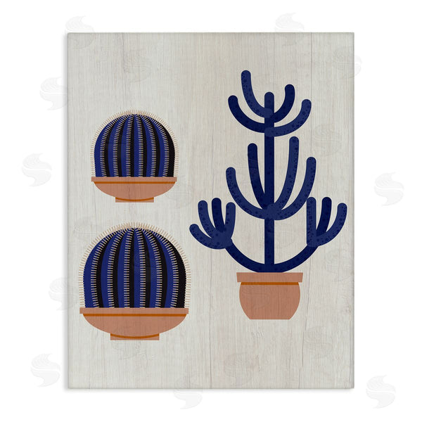 stupell industries Stupell Studio | Modern Cactus Trio Abstract Blue Cacti Potted Wall Art